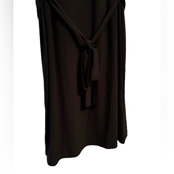 Anne Klein Casual Black Collared Quarter Zip Dress with Tie 10 0342 Size 4 - Picture 7 of 8